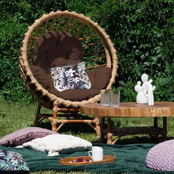 chaise - generique - fauteuil de jardin en osier laura - marron - naturel - extérieur