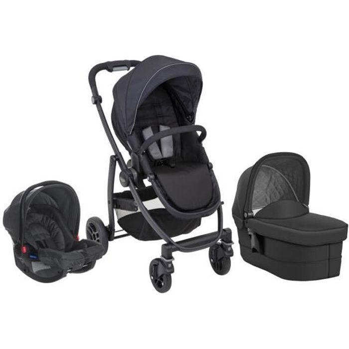 Poussette Trio Graco Evo Set Noir et Gris R versible De la
