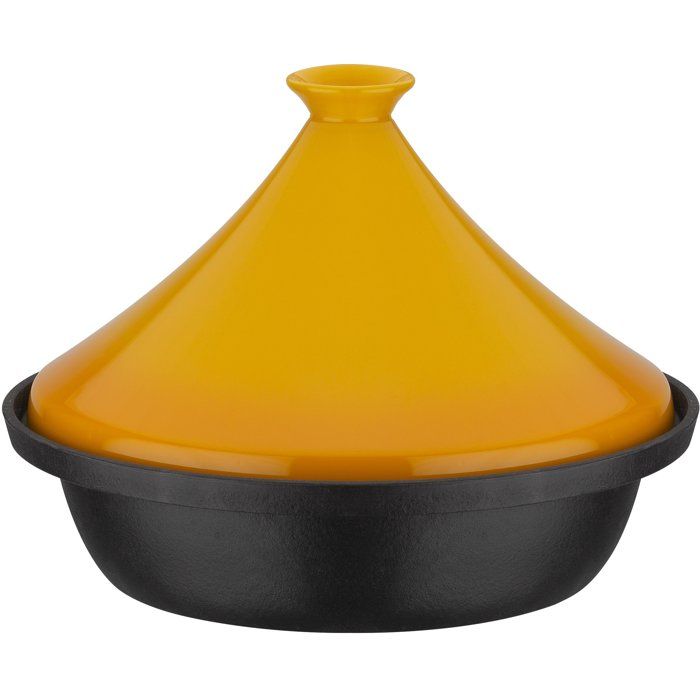 717434 Tajine 30 cm tajine avec base fonte d'acier et couvercle céramique Jaune