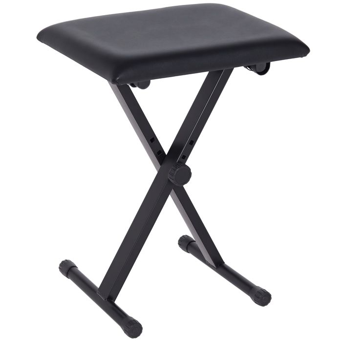 Tabouret de piano - HOMCOM - pliable réglable 37-47 cm siège rembourré PU pieds métal - métal PU - noir