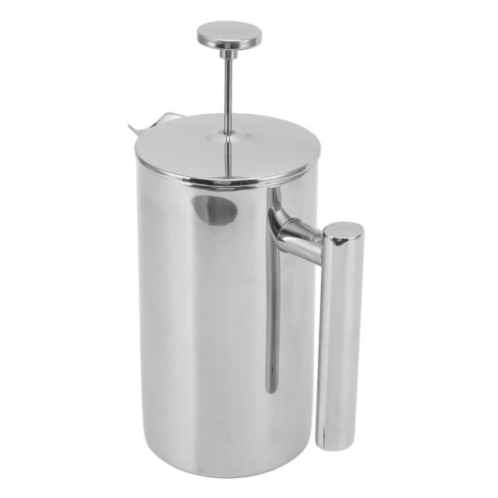 Cafetière Française LACOR 1L - Acier Inoxydable 18/10, Bambou, Filtre Inox - 8 Tasses, Beige
