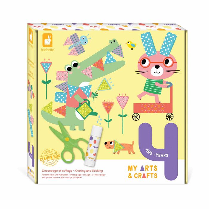 Kit loisir créatif enfant - JANOD - Découpage Et Collage 4 Tableaux - Jaune - Mixte - A partir de 4 ans