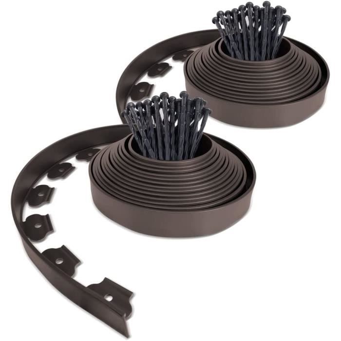 Bordure Jardin Flexible 10 M × 5 Cm Noir – 30 Piquets, PE Robuste Pour Pelouse & Parterres