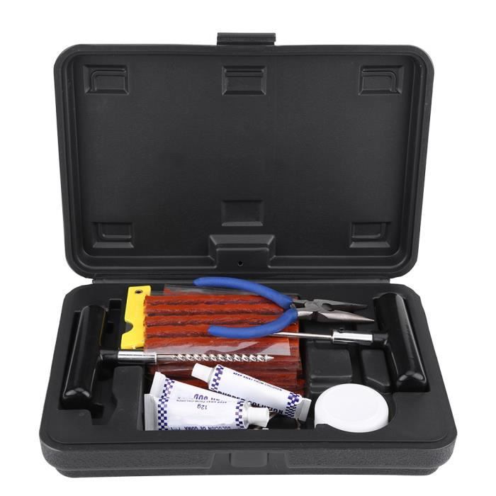 SWANEW Mèche Pneu Crevaison73Pcs, Kit De Réparation Pneu Bleu, Pour Voitures, Moto,Tracteur, Jeep,VTT, Camion, Gants