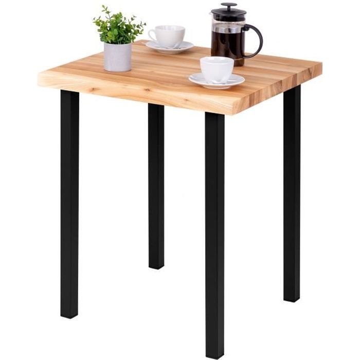 lamo manufaktur table haute de cuisine - mange debout - table de bar - 60x60x76 cm - noir - modèle classic - frêne naturel