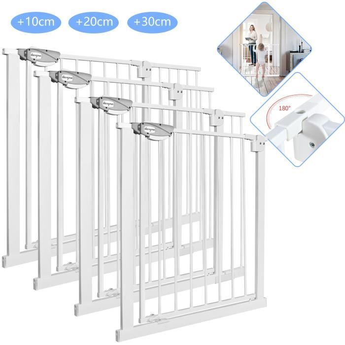 Meilleurs prix pour Barrière d'escalier de sécurité bébé sans perçage - LILIIN - Blanc - Tube d'acier de haute qualité - 85-95 cm