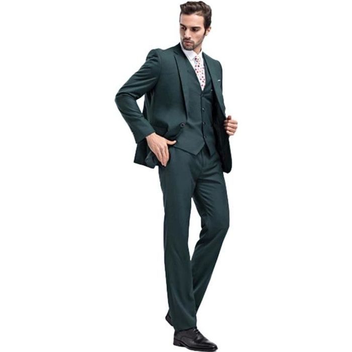 Costume Mariage Homme 3 Pieces Mode Costume De Vert Fonce