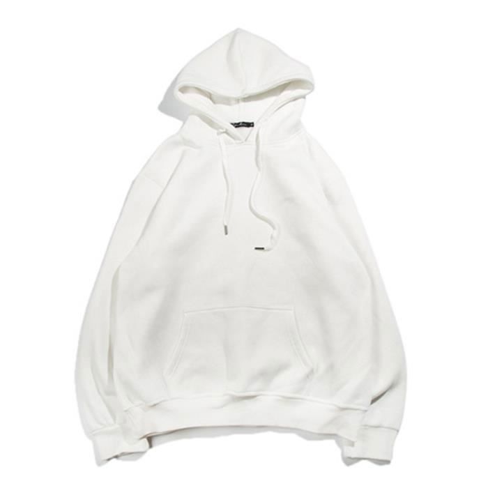 Sweat capuche Homme Couleur unie Blanc Cdiscount Pr t Porter