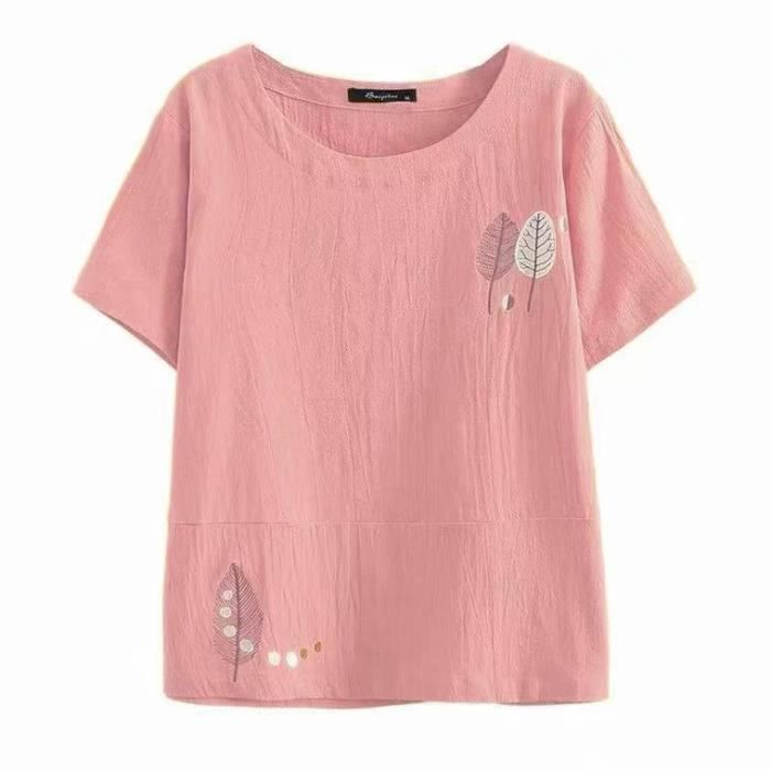 Qixiu Chemisier Rayé Coton Lin Femme - Chemise Manches Courtes Col Gauze Tendance Vacances