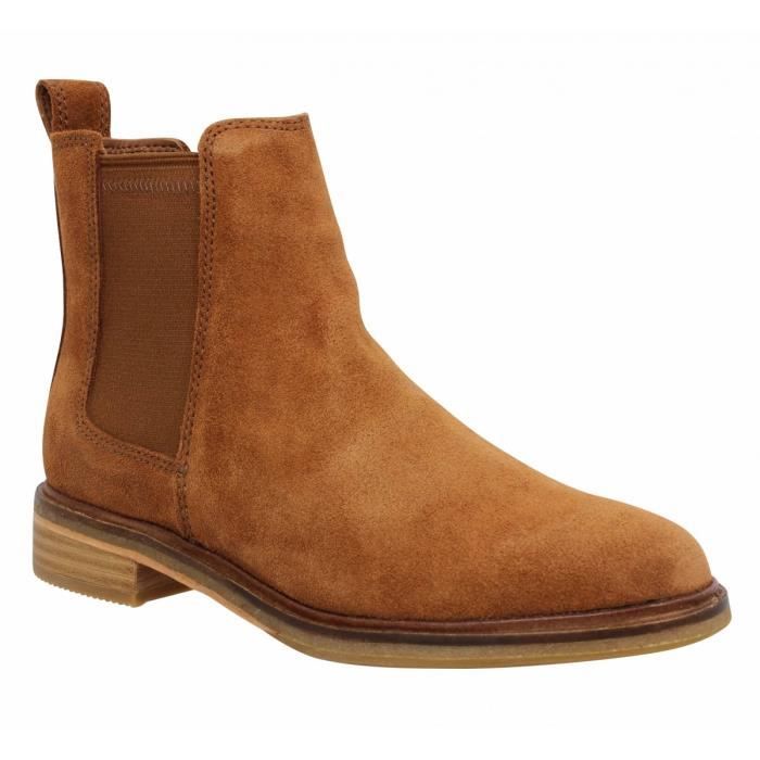 CLARKS Bottines Clarkdale Arlo Cognac Femme Marron Cdiscount