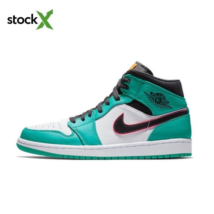 Baskets Nike Air Jordan 1 Mid South Beach Mixte Cuir Lacets