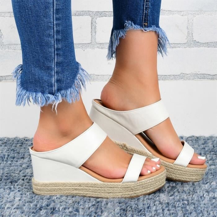 Femmes d t Sandales de plage respirantes bout ouvert Slip On