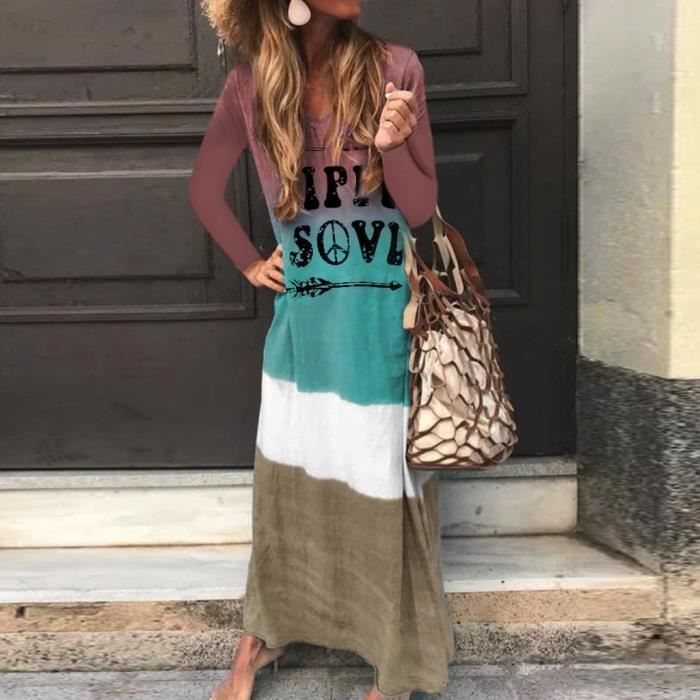Robe longue dégradé de couleurs hot sale