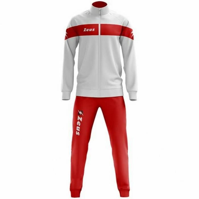 Jogging Homme Grande Taille - ZEUS - Blanc et Rouge - Respirant - Manches Longues - Multisport Jogging Homme Grande Taille - ZEUS - Blanc et Rouge - Respirant - Manches Longues - Multisport