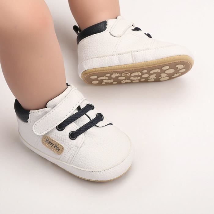 Chaussures Bébé Garçon Pointure 23 - Modèle Décontracté Style Britannique En PU, Fermeture Velcro - Pour 0-1 An