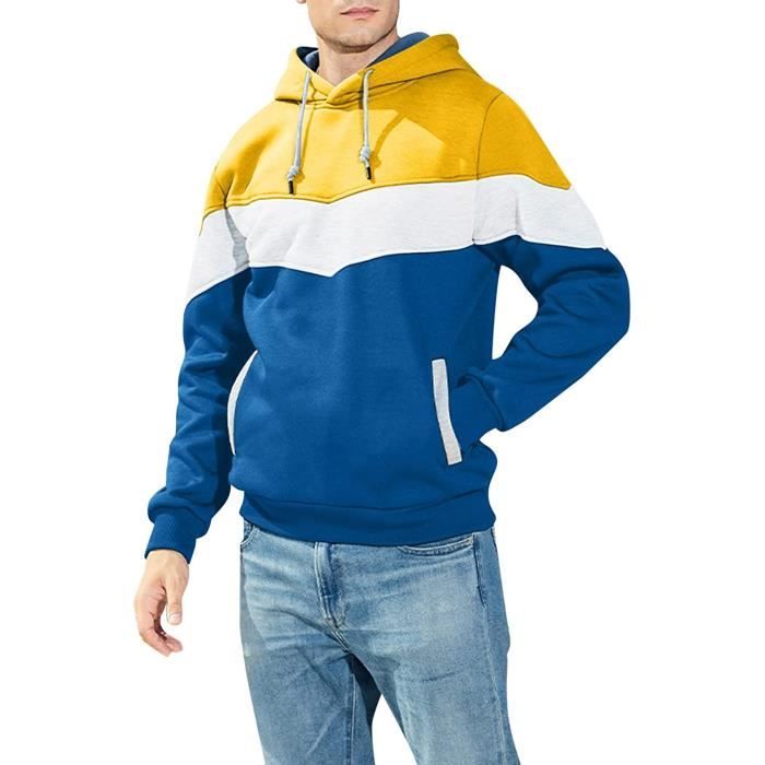 Sweat a capuche pour homme noir decontracte a capuche zippe avec grande veste de pull a capuche pour homme Jaune Jaune Cdiscount Pret a Porter