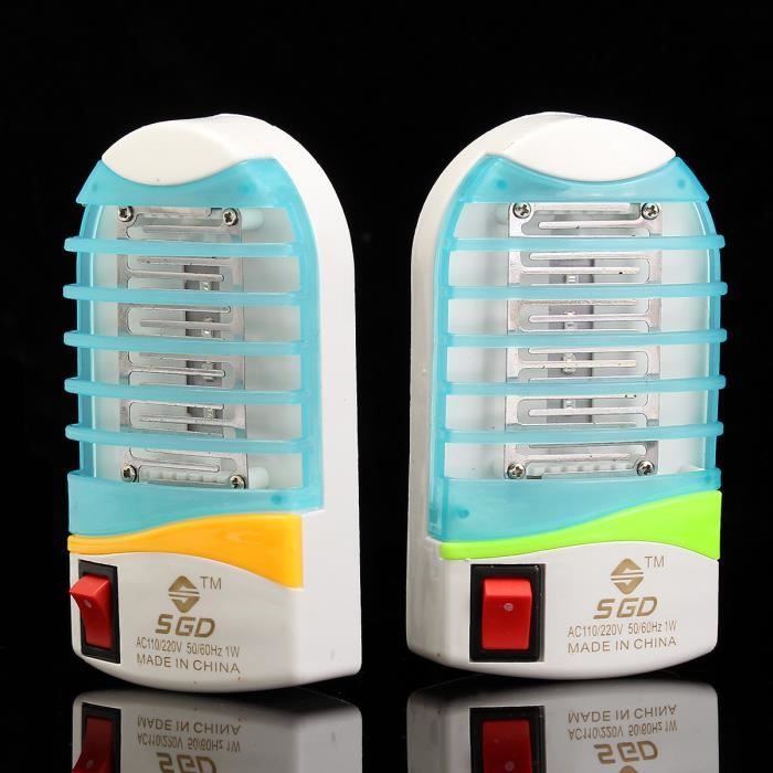2pcs 4led Lampe Anti Moustique Prise Us Nuit Bleu Pr Bebe 110v 2v Cdiscount Sante Mieux Vivre