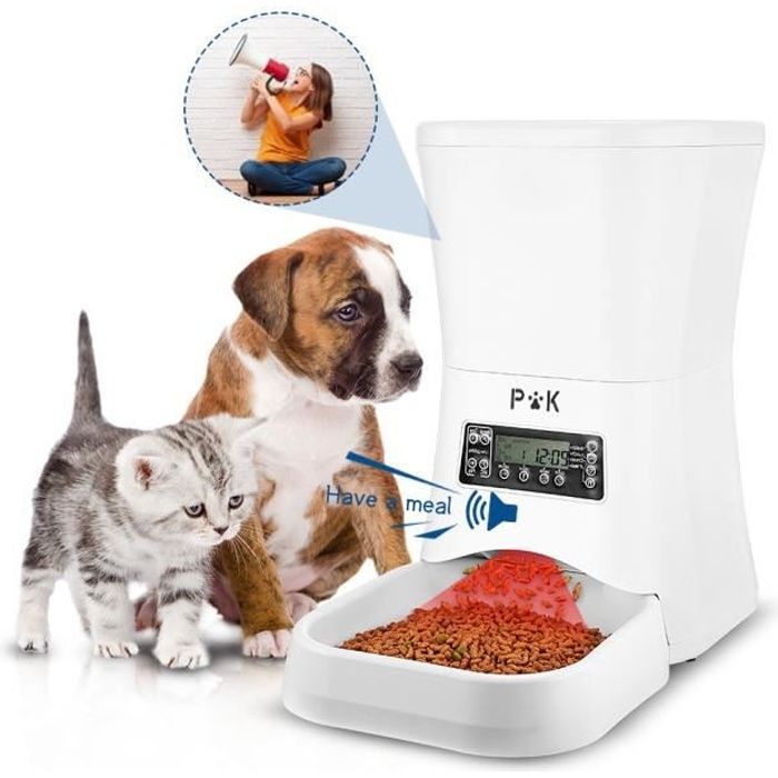 Puppy Kitty 7l Distributeur Automatique De Nourriture Pour Chats Et Chiens Enregistrement Vocal Double Puissance 4 Repas Par Jour Cdiscount