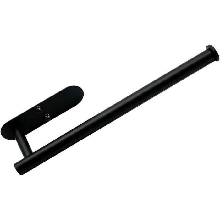 Porte-Rouleau Papier Cuisine Bambou & Métal Noir Style Nordique - Support Élégant 27cm X 16cm