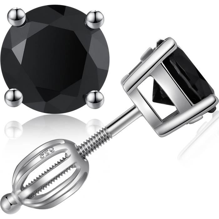 Boucles d’oreilles élégantes en or zircone noir main image 0