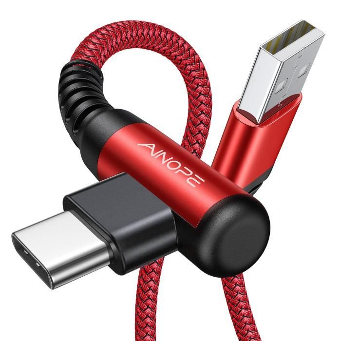 AINOPE Cable USB C 3,1A Charge Rapide [2m+2m - Lot de 2] Cable