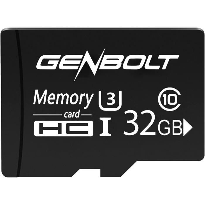 Genbolt Carte mémoire 32 Go Carte TF Classe 10 U3 pour Utilisation de  caméra de Surveillance87 - Cdiscount Appareil Photo