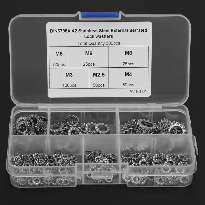 Lot De 300 Rondelles étoile Dent Acier Inoxydable 304 – Pour Bricolage Et Assemblage