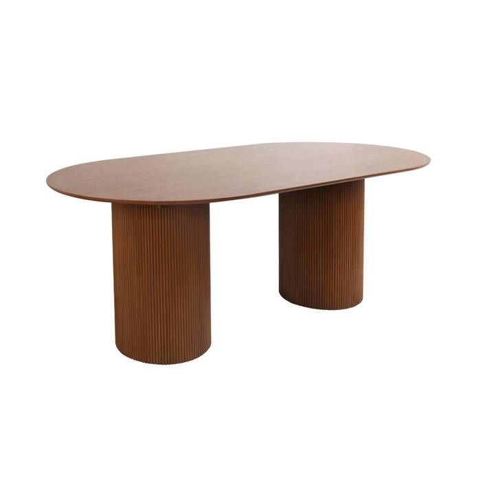 Table à manger oblongue décor bois sculpté 4-6 places FARO