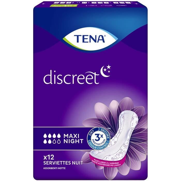 TENA Discreet Maxi Jour - Serviettes D'incontinence - Lot De 6 Paquets De 12 (72 Serviettes)
