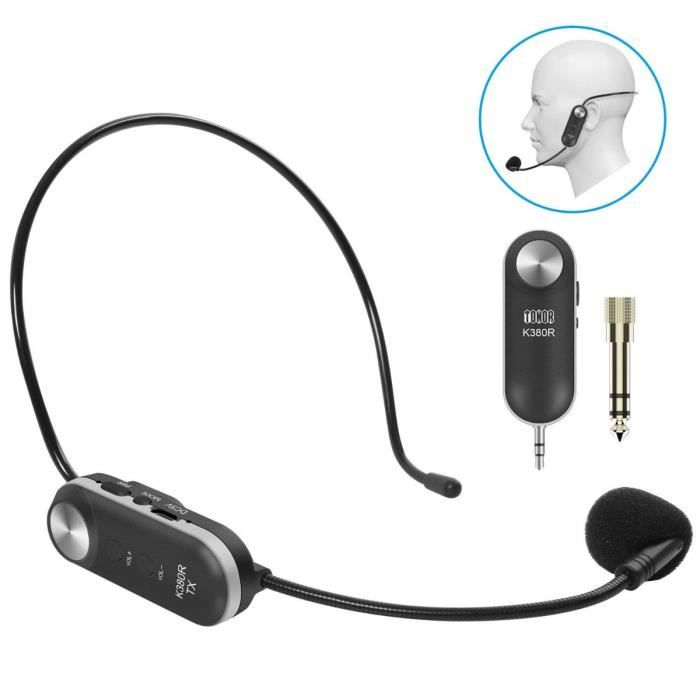 Tonor Microphone Casque UHF Micro SerreTête sans Fil avec 10 Canaux Rechargeable avec Récepteur