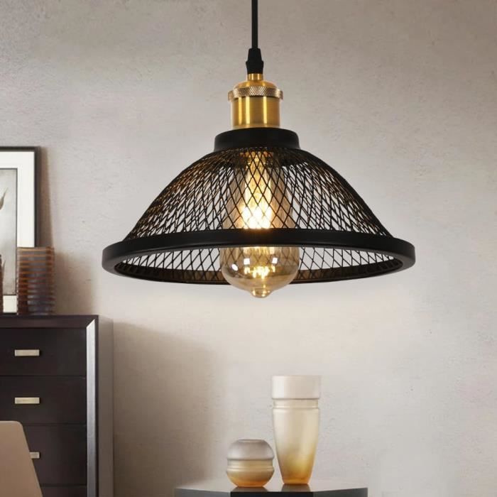 Lustre Suspendu à 3 Lumières - Plafonnier Design Métal Noir Pour Salon, Chambre, Cuisine - Ampoules E27 - 14