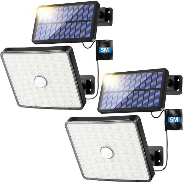 Lumière Solaire Extérieure, Projecteur De Sécurité Solaire À 54 Led ...