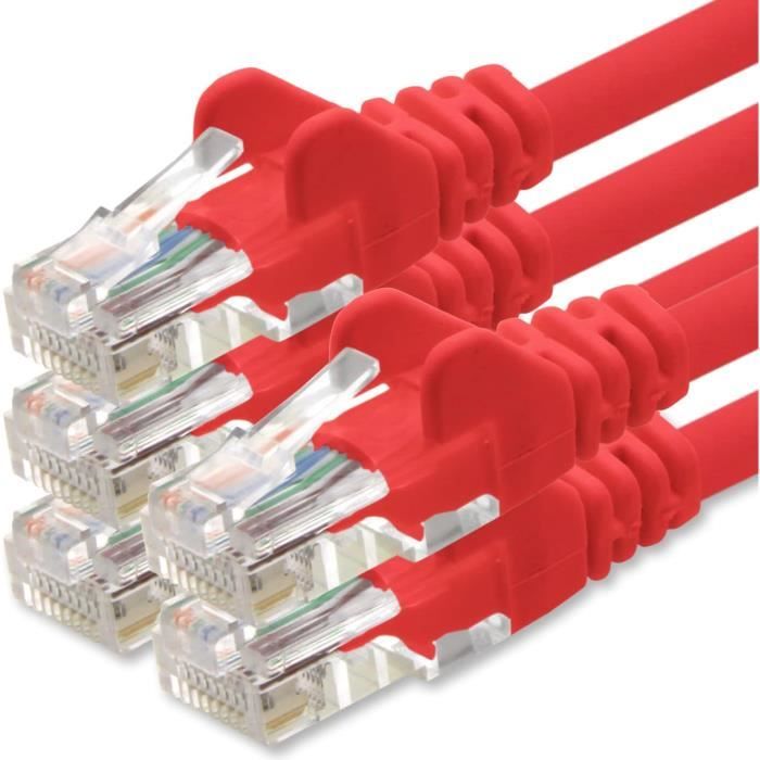 Câble Ethernet RJ45 3 Mètres - FTP CAT6 - Droit - Rouge - Neuf