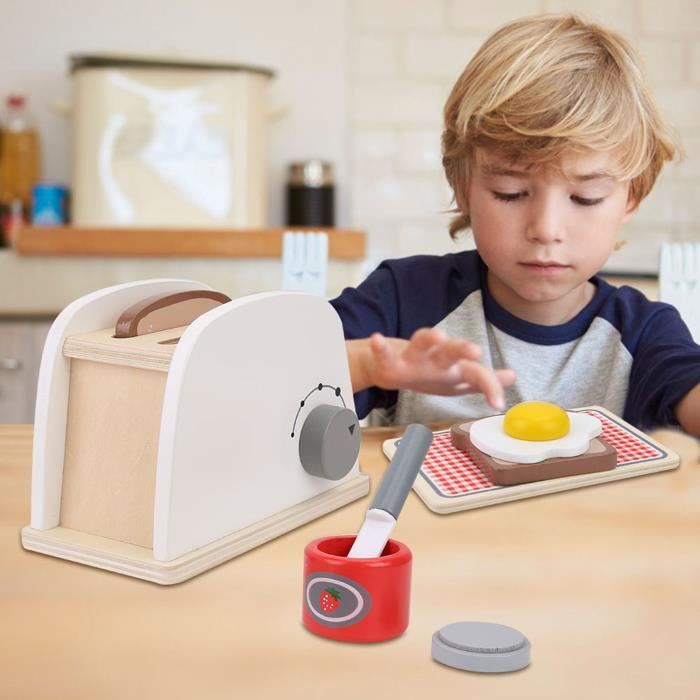 Jouets de cuisine en bois, Hyacinthy grille-pain en bois avec pain et beurre en bois, jeu de cuisine pour enfants, jouets de rôle pour garçons et Jouets de cuisine en bois, Hyacinthy grille-pain en bois avec pain et beurre en bois, jeu de cuisine pour enfants, jouets de rôle pour garçons et