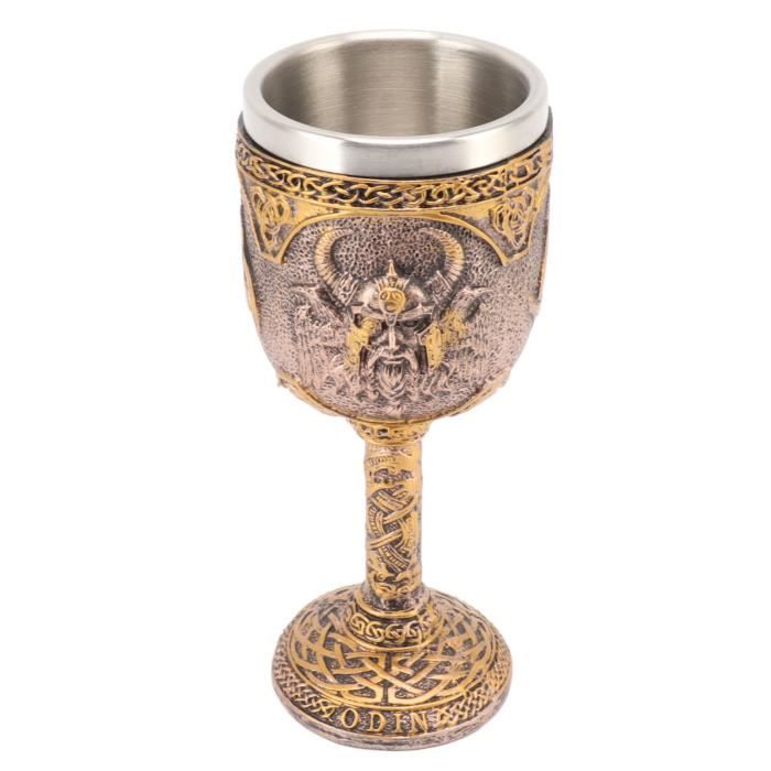 Ulfberth - Gobelet à dés Viking de qualité supérieure avec motif Mjölnir, en cuir véritable, tasse médiévale, LARP, reconstitution (marteau de Thor marron