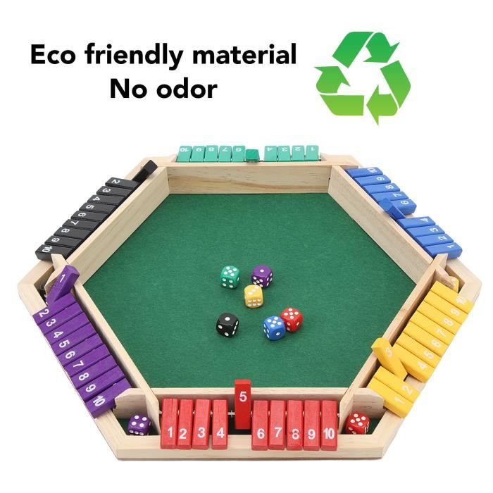 Joygoodta – Shut The Box En Bois – Jeu De Dés Stratégique – 6 Joueurs – éducatif Et Classique – Pour Enfants Et Adultes – Compact Et Portable