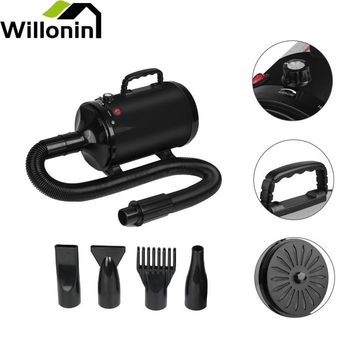 Comparer les prix de Willonin® Sèche-cheveux pour chien, Séchoir de toilettage pour animaux de compagnie avec buses et brosse, Longueur réglable 80-250cm