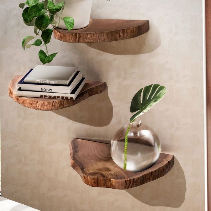 Étagères Murales - WOHNLING - Lot de 3 - Bois dAcacia Massif - Design Contemporain - 49 5x26x4 5 cm Étagères Murales - WOHNLING - Lot de 3 - Bois dAcacia Massif - Design Contemporain - 49 5x26x4 5 cm