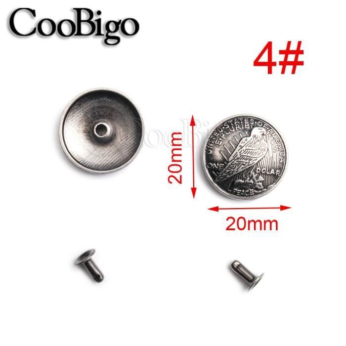12 -Boutons à Rivets décoratifs en Bronze cuivre pour Jean,50 pièces de