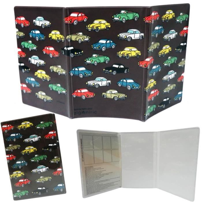 etui souple à papiers de voiture auto retro noir - rangement protège pochette permis conduire carte grise assurance valérie nylin