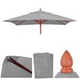 Toile pour parasol gastronomie en bois HWC-C57, carré 3x3m polyester 3kg ~ gris clair-1