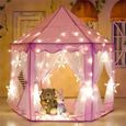 Tente Enfants Princesse Filles Château Jeux Maison avec LED rose-1