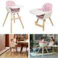 Chaise haute pour enfants en bois KEDIA - modèle rose - plateau amovible - repose-pied amovible-1