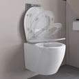 Sogood® WC Suspendu Blanc Cuvette Céramique Toilette Abattant Silencieux avec Frein de Chute Aix126-1