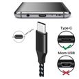 [2 pack] Câble Nylon Tressé Noir Type USB-C 1M pour Samsung galaxy S21 - S21 plus - S21 ultra - S21 FE [Toproduits®]-1