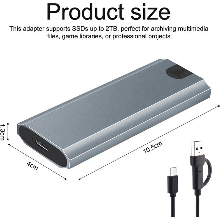Boîtier SSD M.2 nvme Adaptateur m2 Lecteur Disque Dur Externe,boîtier nvme Adaptateur ssd m2 USB 3.1 USB-C Boîtier Disque Dur - Informatique