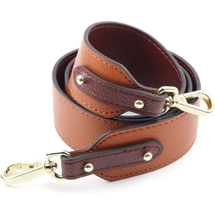 Bandoulière De Rechange Réglable Marron - Sangle Sac à Main Avec Boucle Dorée Élégante, 80-130 Cm, Large 3.8 Cm, Universelle Femme