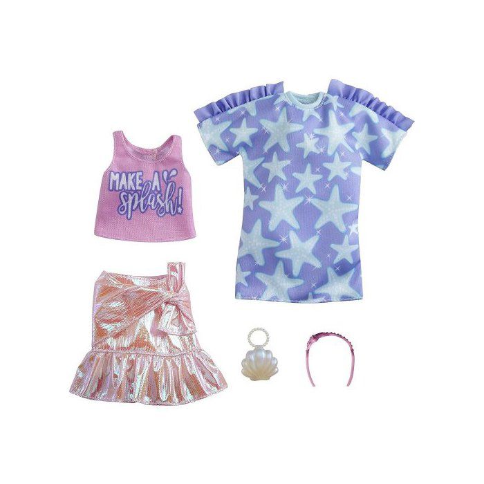 Coffret 2 Tenues Magnifiques Pour Barbie : Robe Papillon Élégante + Short Avec Top Rose Et Chaussures - Set Vêtements Poupée Avec Carte Animal Pour Jeux Créatifs