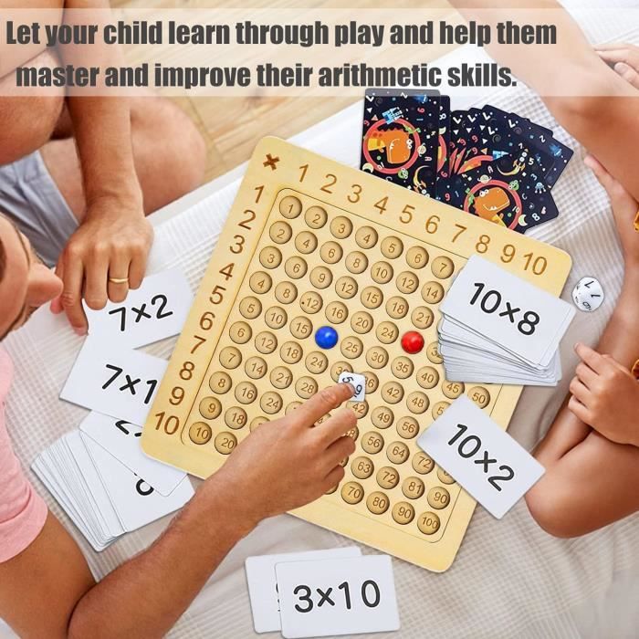 TISHITA Tableau de Multiplication Mathématique en Bois, Montessori, Cent Tableaux, Jeu de Table Mathématique, Créatif, Éducatif Apprentissage Préscolaire