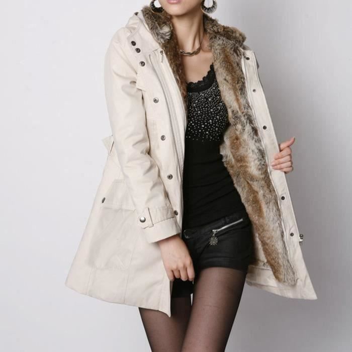 Parka beige fourrure 2025 femme
